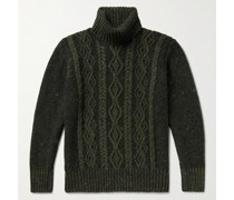 Cable-Knit Donegal Merino Wool and Cashmere-Blend Rollneck Sweater