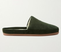 Slippers aus Cord mit Velourslederbesatz