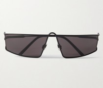 New Wave Sonnenbrille mit rechteckigem Rahmen aus Metall