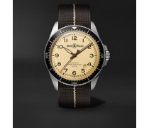 BR V2-92 Limited Edition Military Beige Automatic 41 mm Uhr aus Edelstahl mit Canvas-Armband, Ref.- Nr. BRV292-BEI-ST/SF