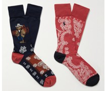 Socken aus Jacquard-Rippstrick