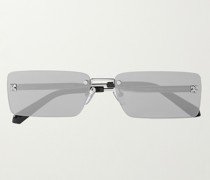 Riccione silberfarbene Sonnenbrille mit rechteckigem Rahmen