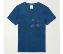 T-Shirt aus Baumwoll-Jersey mit Batikmuster und Stickereien