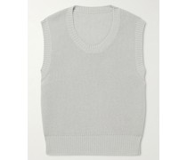 Ärmelloser Pullover aus geripptem Kaschmir