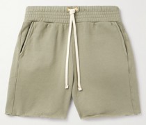 Gerade geschnittene Shorts aus Baumwoll-Jersey in Stückfärbung mit Kordelzugbund