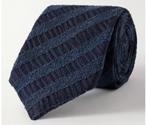 Krawatte aus Bouclé aus einer gestreiften Seidenmischung, 8 cm