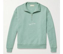 Wordmark Sweatshirt aus Baumwoll-Jersey mit kurzem Reißverschluss und Logostickerei