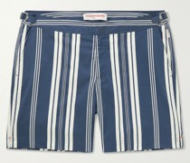 Bulldog Mid-Length Striped Cotton-Blend Swim Shorts