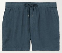 Gerade geschnittene Shorts aus Leinen mit Kordelzugbund in Stückfärbung