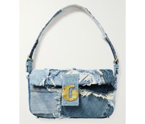 Merci Distressed Upcycled Denim Messenger Bag