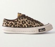 Skagway Sneakers aus Baumwollcord mit Lederbesatz und Leopardenprint