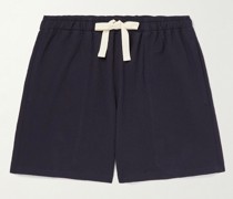 Holidays Straight-Leg Cotton-Blend Seersucker Drawstring Shorts