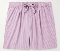 + Birkenstock gerade geschnittene Pyjama-Shorts aus gestreifter Biobaumwollpopeline mit Falten