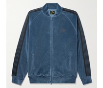 Trainingsjacke aus Samt aus einer Baumwollmischung mit Webbandbesatz und Logostickerei