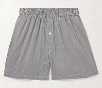 Gerade geschnittene Shorts aus gestreifter Popeline aus einer Baumwollmischung