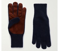 Handschuhe aus Kaschmir mit Velourslederbesatz