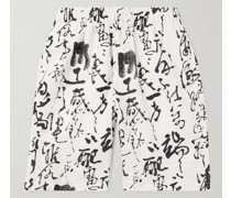 Private Letter gerade geschnittene Shorts aus bedrucktem Voile aus einer Leinen-Baumwollmischung