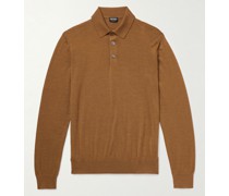 Pullover aus einer Kaschmir-Seidenmischung in Rippstrick mit Polokragen