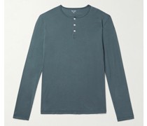 Henley Shirt aus Baumwoll-Jersey in Stückfärbung