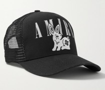 Baseballkappe aus Mesh und Baumwoll-Canvas mit Stickereien und Logoprint