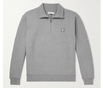 Sweatshirt aus Baumwoll-Jersey mit Logoapplikation und kurzem Reißverschluss