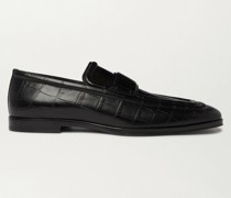 Croc-Effect Leather Loafers
