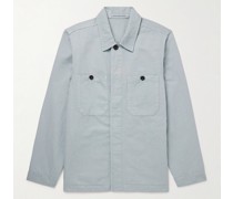 Hemdjacke aus Twill aus einer Baumwoll-Leinenmischung in Stückfärbung