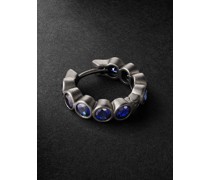 14-Karat Blackened Gold Laboratory-Grown Sapphire Single Hoop Earring