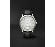 Slim d'Hermès Acier Automatic 39,5 mm Uhr aus Edelstahl mit Lederarmband, Ref.-Nr. 052839WW00