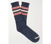 Outsiders Striped Ribbed Mélange Recycled Cotton-Blend Socks
