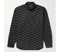Oversized Button-Down Collar Logo-Print Cotton-Poplin Shirt