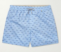 Mittellange Badeshorts mit Print
