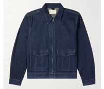Schmal geschnittene Hemdjacke aus Denim in Indigo-Färbung