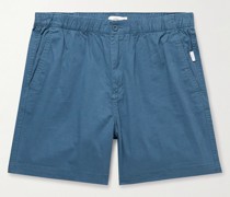 Gerade geschnittene Chino-Shorts aus Stretch-Baumwoll-Twill in Stückfärbung