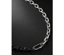 Lock Medium Blackened and White Gold Diamond Necklace