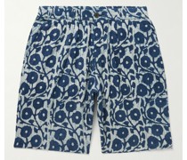 Gerade geschnittene Shorts aus Baumwoll-Jacquard