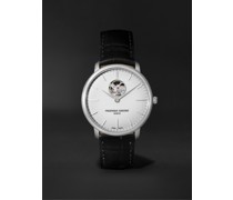 Slimline Heart Beat Automatic 40mm Stainless Steel and Croc-Effect Leather Watch, Ref. No. FC-312S4S6