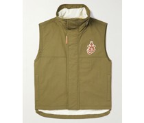 1 Moncler JW Anderson Tryfan wattierte Daunenweste aus einer Baumwollmischung mit Lederbesätzen