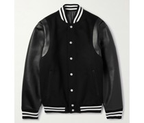 Collegejacke aus Wolle und Leder mit Logoapplikation