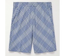 Gerade geschnittene Shorts aus karierter Baumwolle