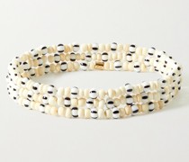 Fresh Linens Set aus drei Armbändern mit Zierperlen aus Holz, Emaille und goldfarbenen Details