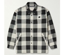 Wattierte Hemdjacke aus karierter Baumwolle mit Logostickerei