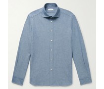 Schmal geschnittenes Hemd aus Baumwoll-Chambray mit Cutaway-Kragen