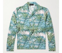 Camp-Collar Floral-Print Silk-Twill Shirt