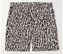 Straight-Leg Leopard-Print Woven Shorts