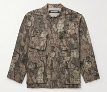 Fatigue Jacke aus Baumwoll-Ripstop mit Camouflage-Print und Logoapplikation