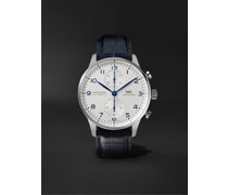 Portugieser Automatic Chronograph 41 mm Uhr aus Edelstahl mit Alligatorlederarmband, Ref.-Nr. IW371605