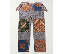 Gerade geschnittene Hose aus Baumwolle in Patchwork-Optik