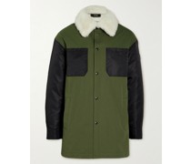 Cotton-Blend Hooded Down Parka with Detachable Shearling Liner