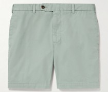 Gerade geschnittene Shorts aus Baumwoll-Twill in Stückfärbung